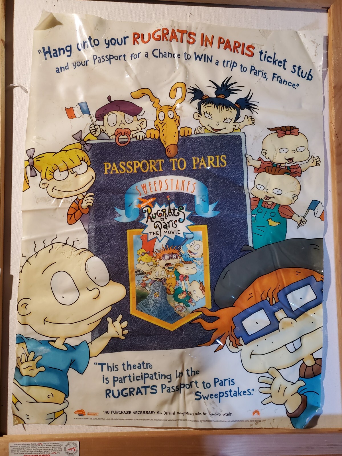 Vintage 2000 Nickeledon Rugrats In Paris Movie promo Window decal