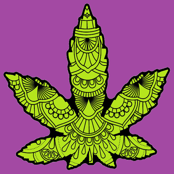 Green Tribal Weed Leaf Cannabis Sticker Weatherproof Vinyl UV Boho Laptop Art