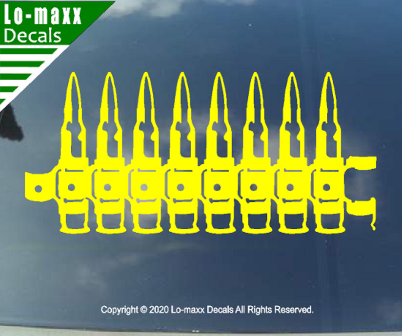 Ammunition Ammo Belt Linked Cartridge Art Superior Quality Die Cut Vinyl Decal