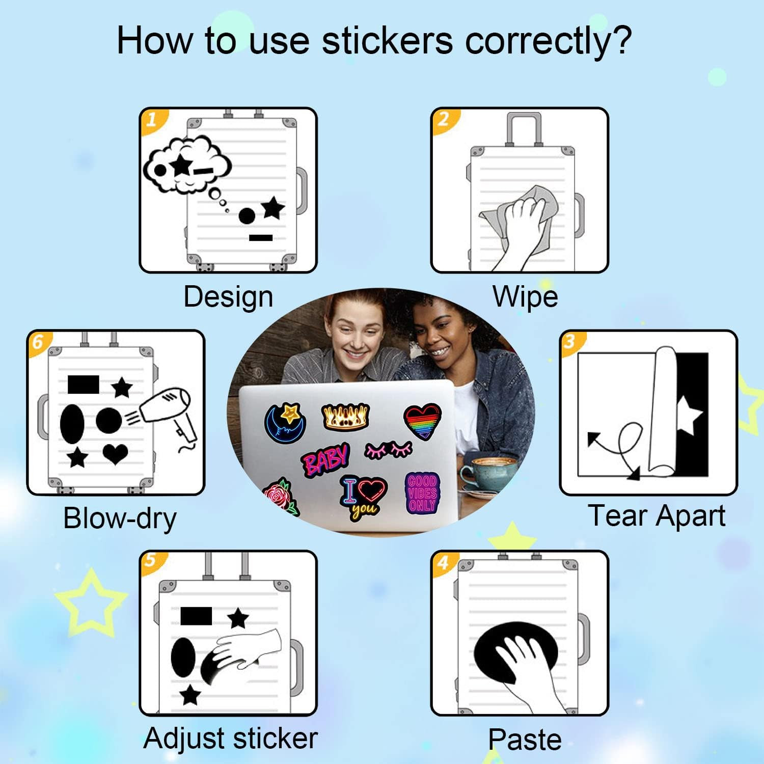 51 PCS Reusable Cartoon Building Block Stickers – Waterproof Decals for Kids