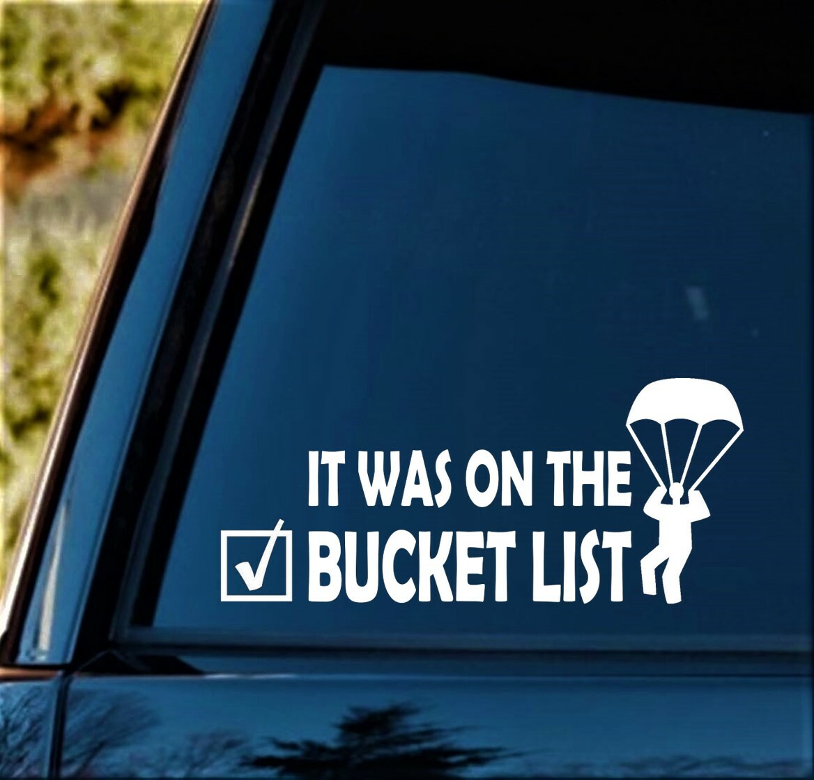 Skydiving Bucket List Parachute Decal Sticker for Car Window 8.0 Inch BG 331