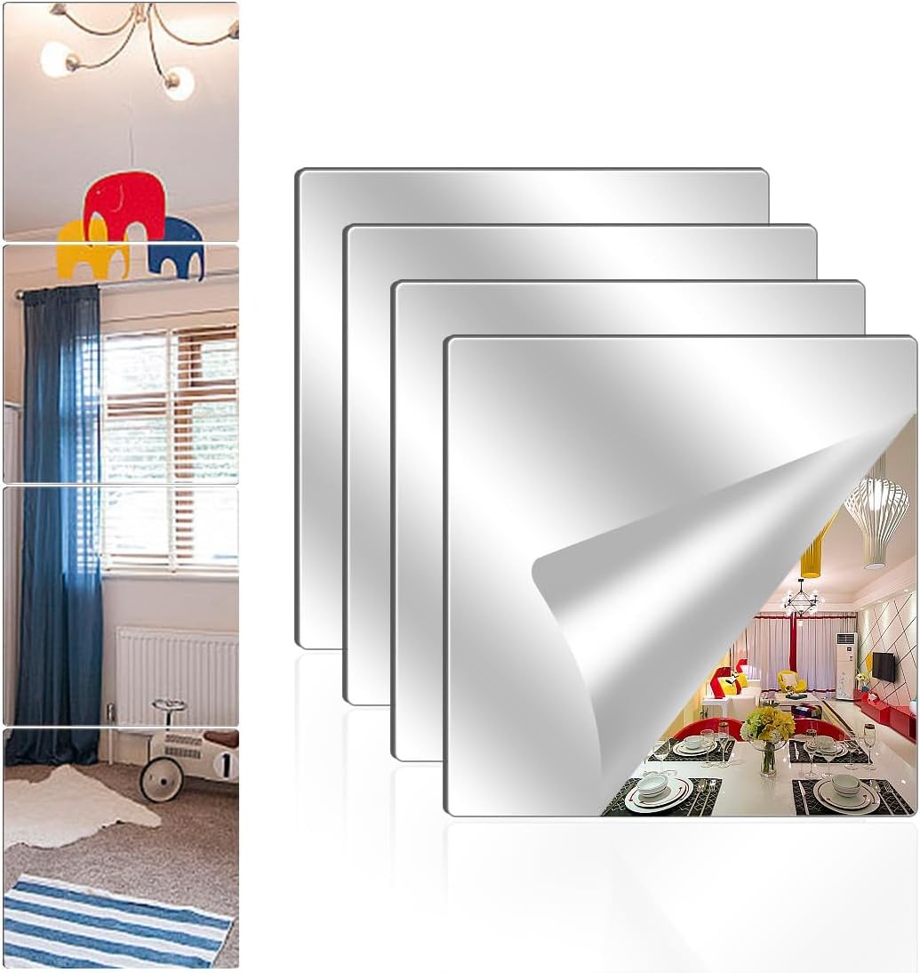 Acrylic Wall Mirrors Full Length,8 X 8 Inch Self Adhesive Frameless Acrylic Smal