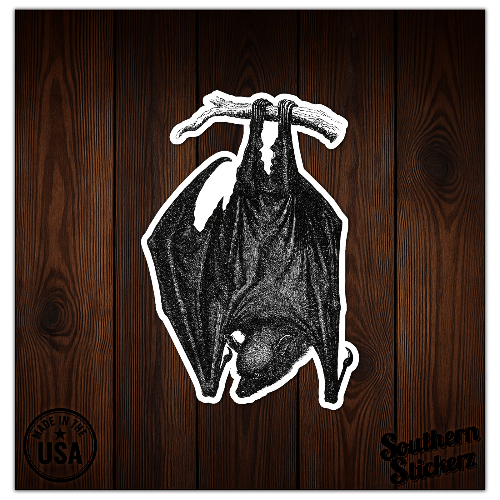 Hanging Bat – Vinyl Decal Sticker – Car Window Laptop – ebn9643