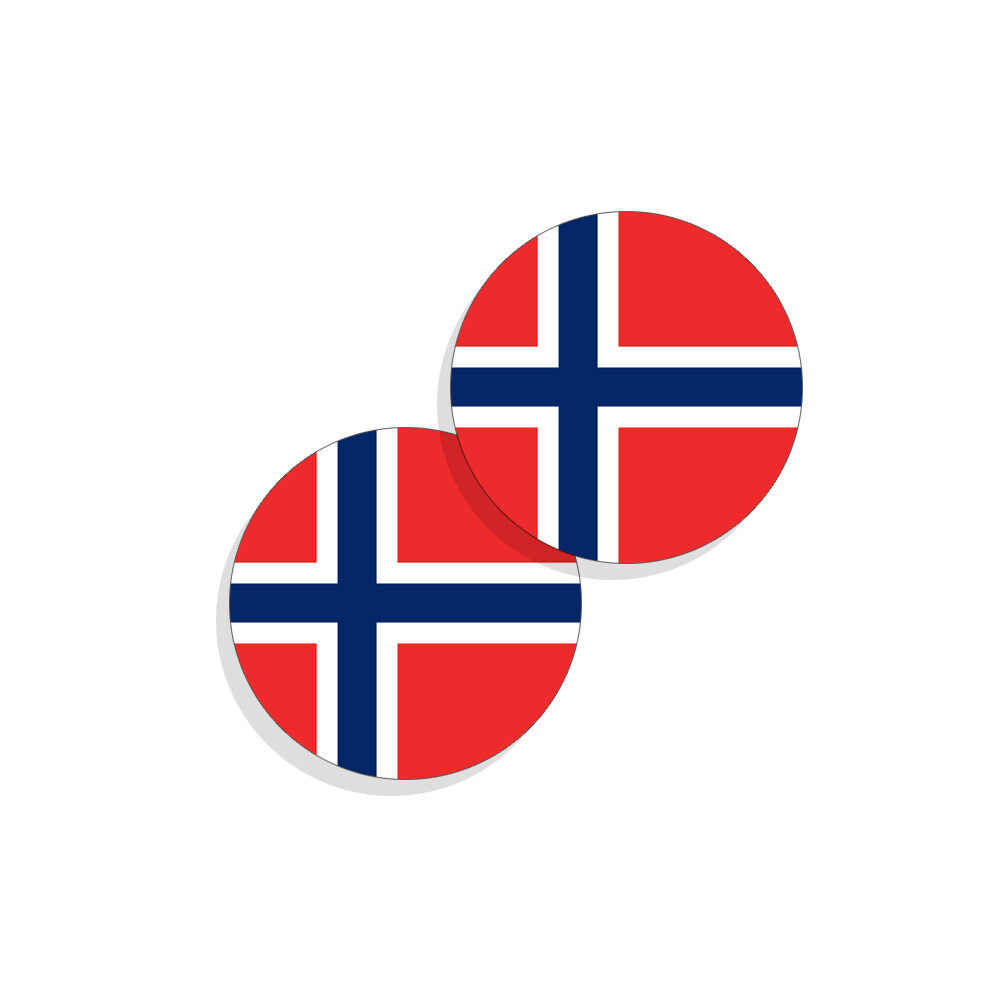 Norway Flag Stickers Flag Decals Vinyl Stickers Round Set of 4 Norway