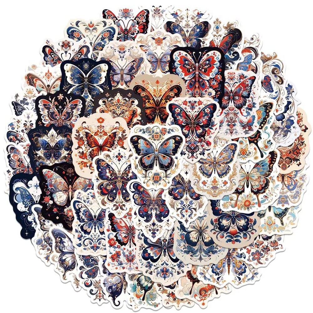 Butterfly Paisley Pattern Stickers 50pk Vintage Mix Butterfly Sticker Aesthetic￼