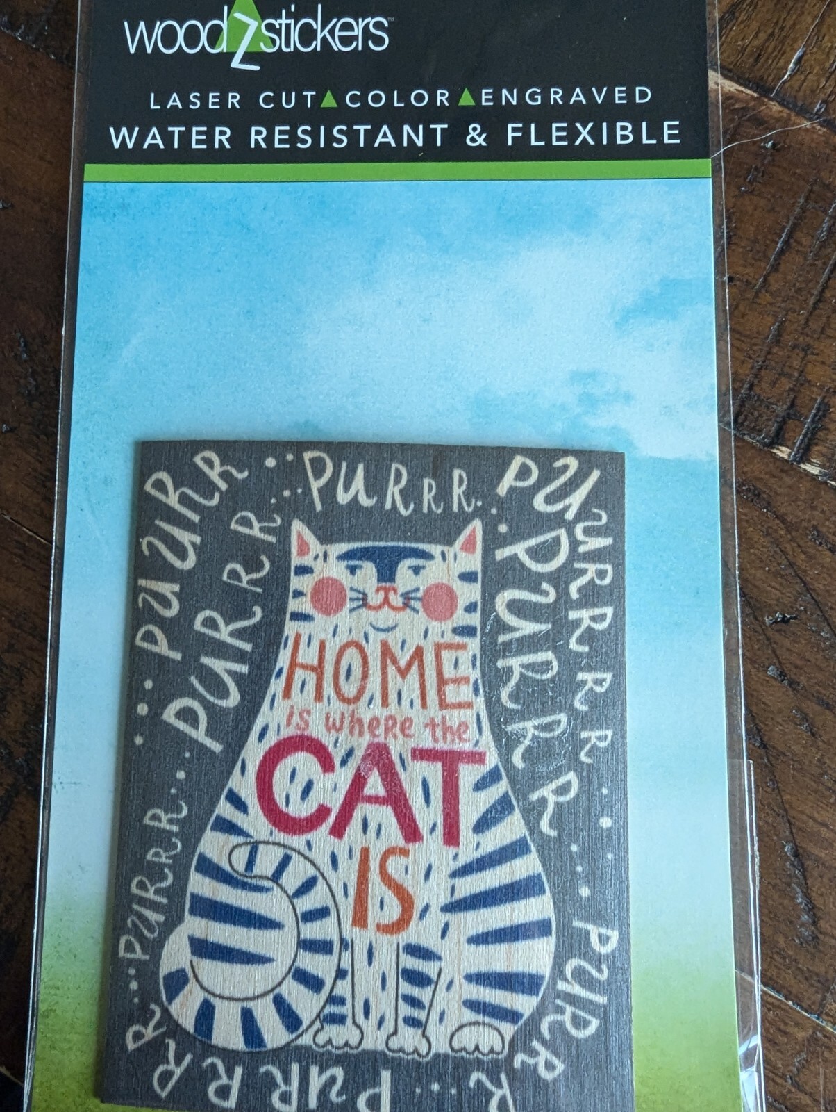 Wooden Cat Sticker