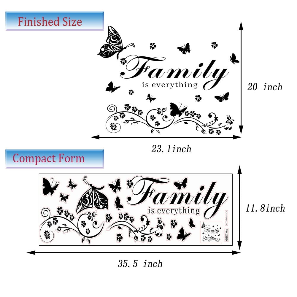 Family Wall Art Decal – Removable Wall Stickers Quotes 'Family is Everything'…