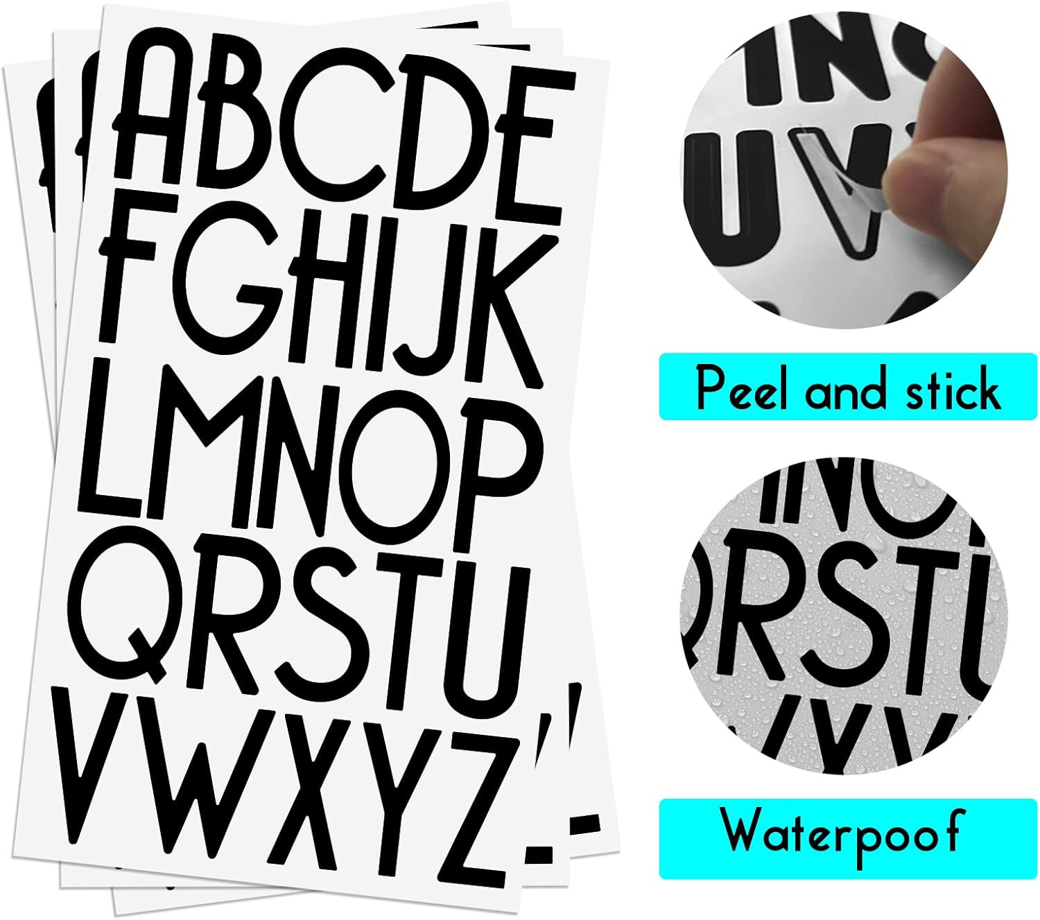 4 Inch Self-Adhesive Vinyl Alphabet Letters Numbers Kit, Modern Mailbox Numbers