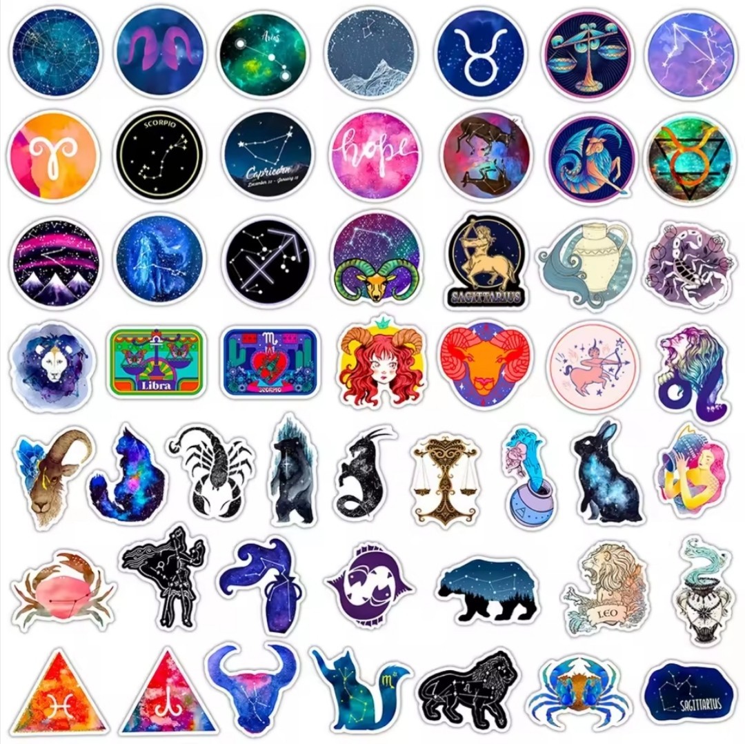 10 PCS Zodiac Constellations Galaxy Astrology Astronomy Stickers BRAND NEW