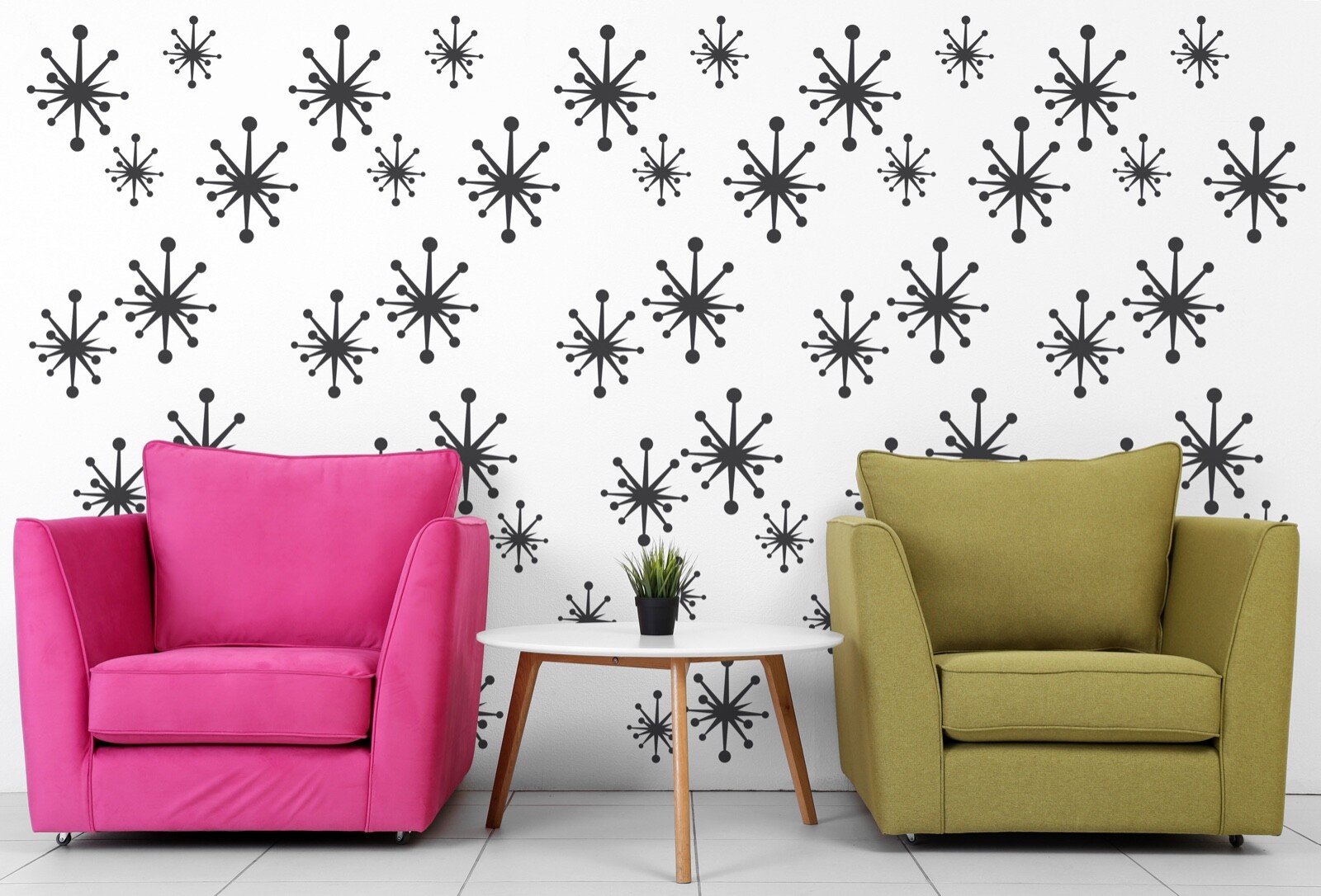 Mid Century Decal, Atomic Star Decal, Atomic Starburst, Atomic Star Wall Decal