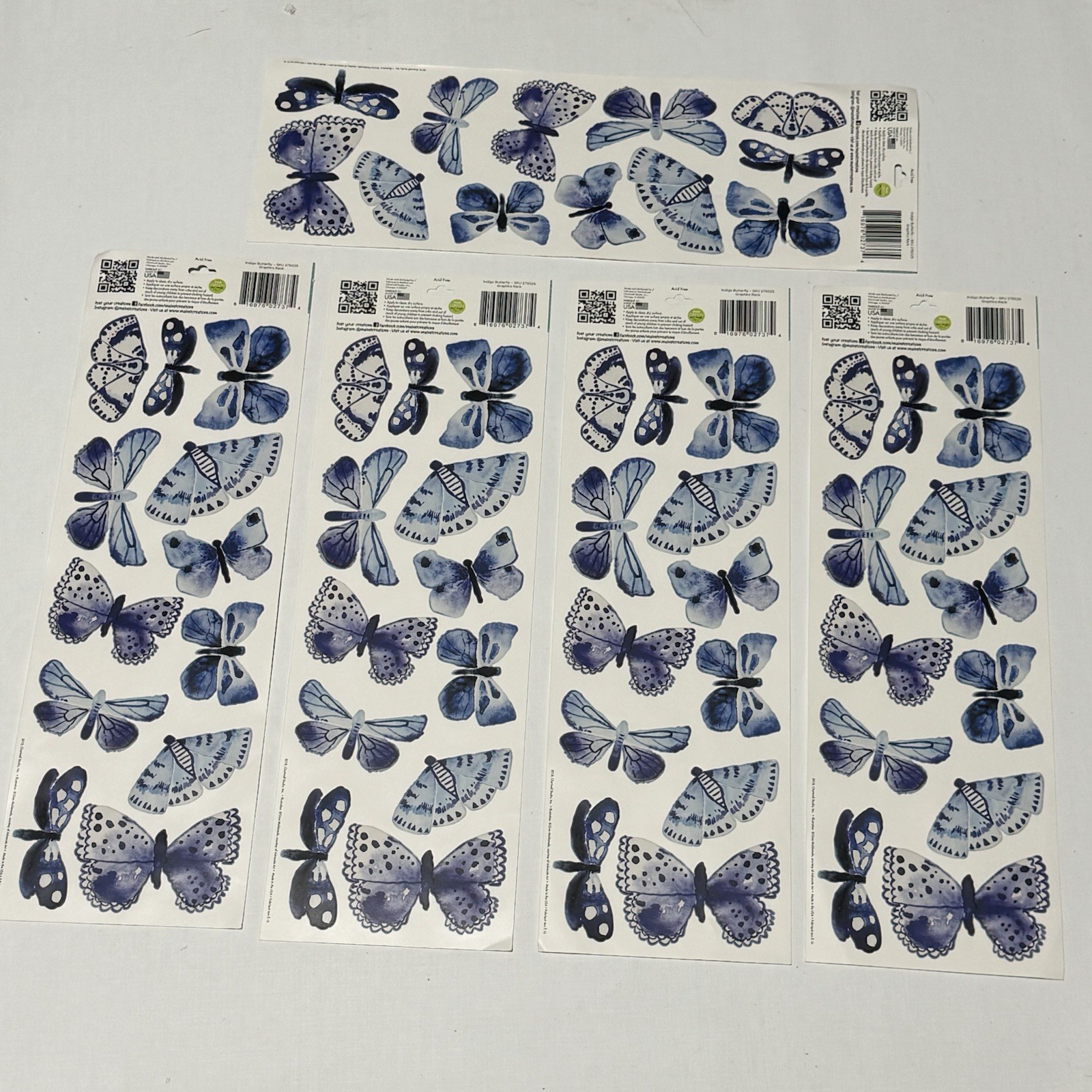 Main Street Wall Creations Butterfly Wall Art Stickers Peel & Stick Lot of 5