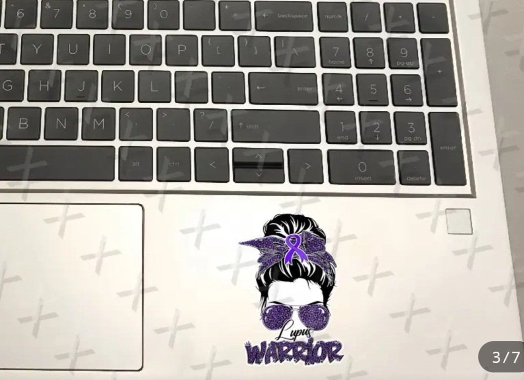 Small Messy Bun Lupus Warrior Purple Ribbon Sticker Free Shipping 3×3 In