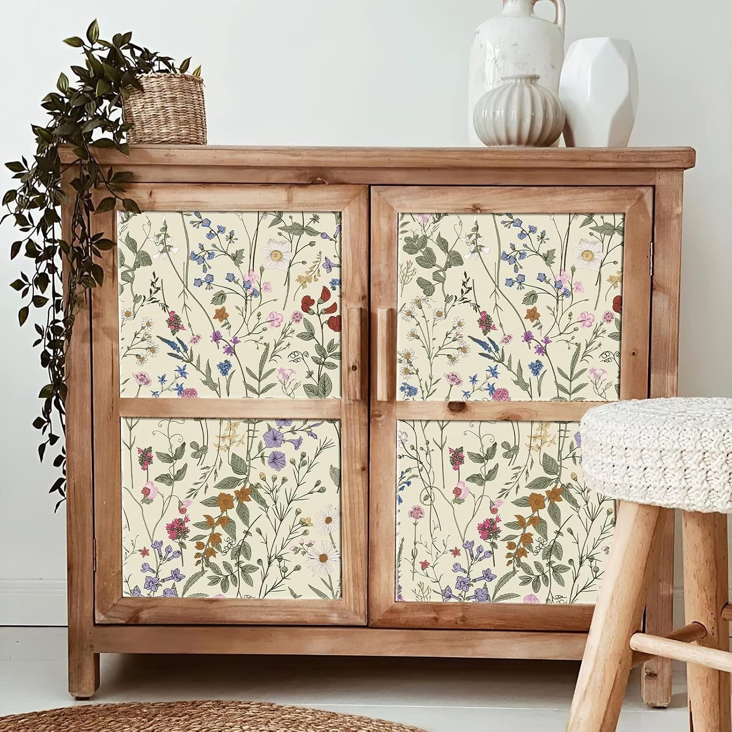 Jiffdiff Wallpaper Self-Adhesive Blooming Vintage Colourful Flowers Wall Paper f