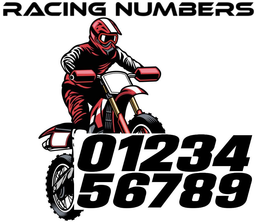 Racing Numbers Vinyl Decal Sticker | Dirt Bike Plate Number BMX Competition