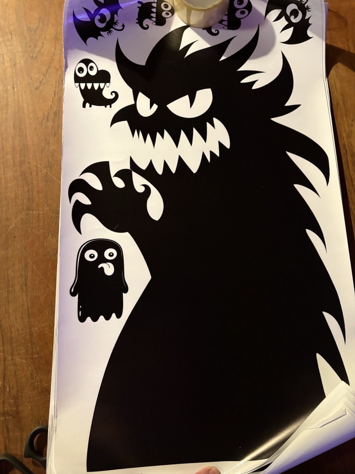 Monster Cartoon Vinyl Wall Decal Set, Removable, Black White, Modern, Any Room