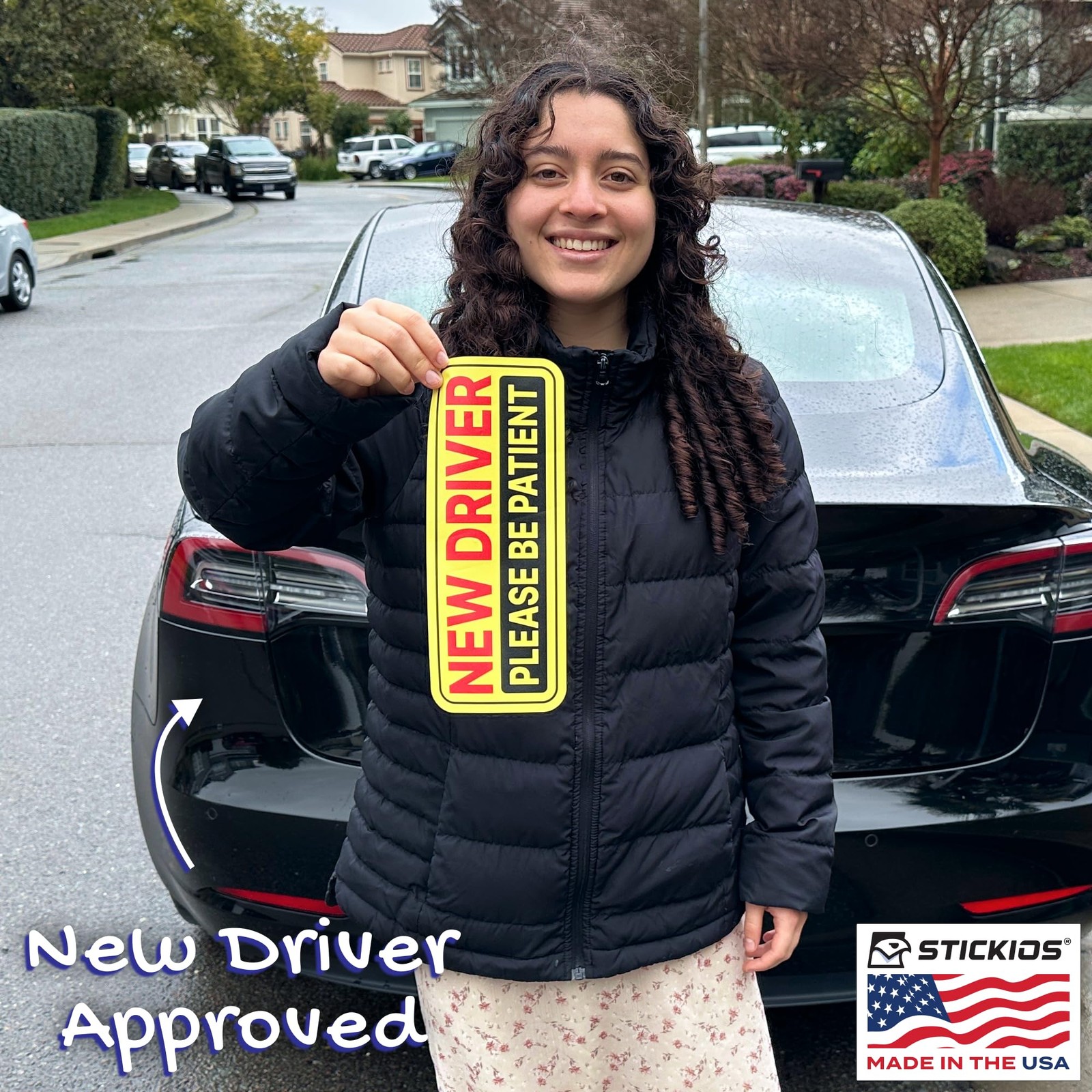 New Driver Sticker Non Magnetic Vinyl Removable 10.75in x 4in 2Pcs Car Window