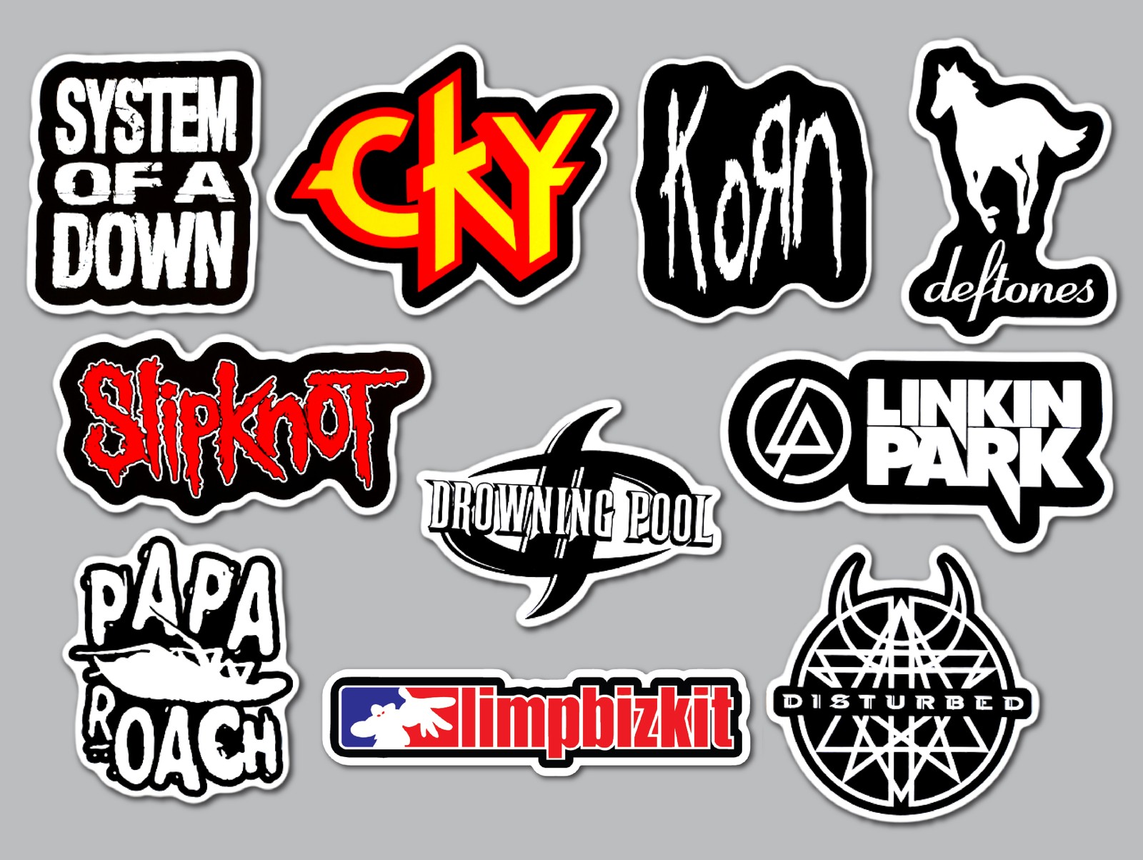 Nu Metal Vinyl Sticker Lot (10 Pack) SET 1 korn slipknot deftones linkin park