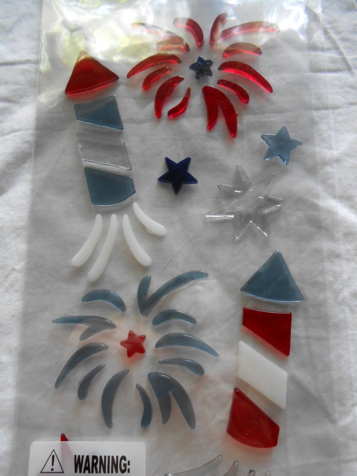 NEW Fireworks Happy 4th of July Stars Patriotic Gel Window Sticker Clings 45 ct