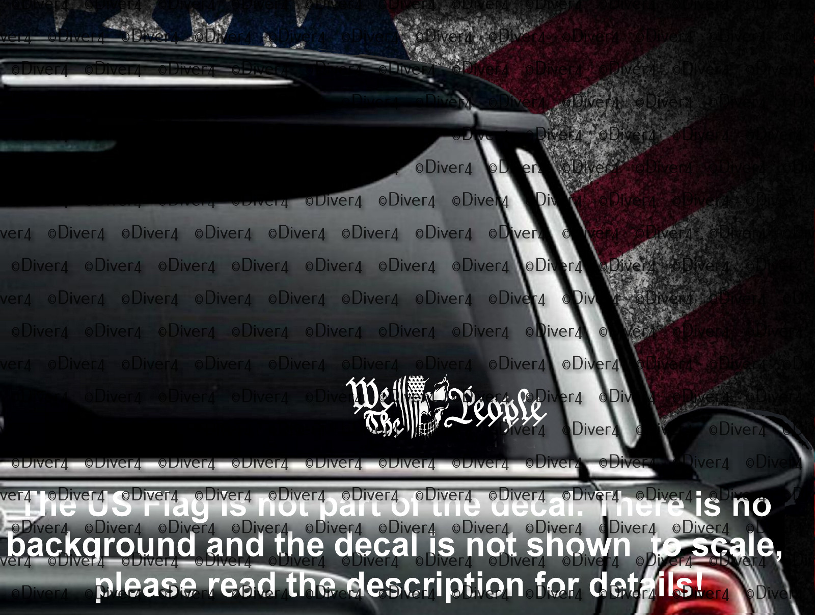 We The People with US Flag and Skull Decal USA Made US Seller