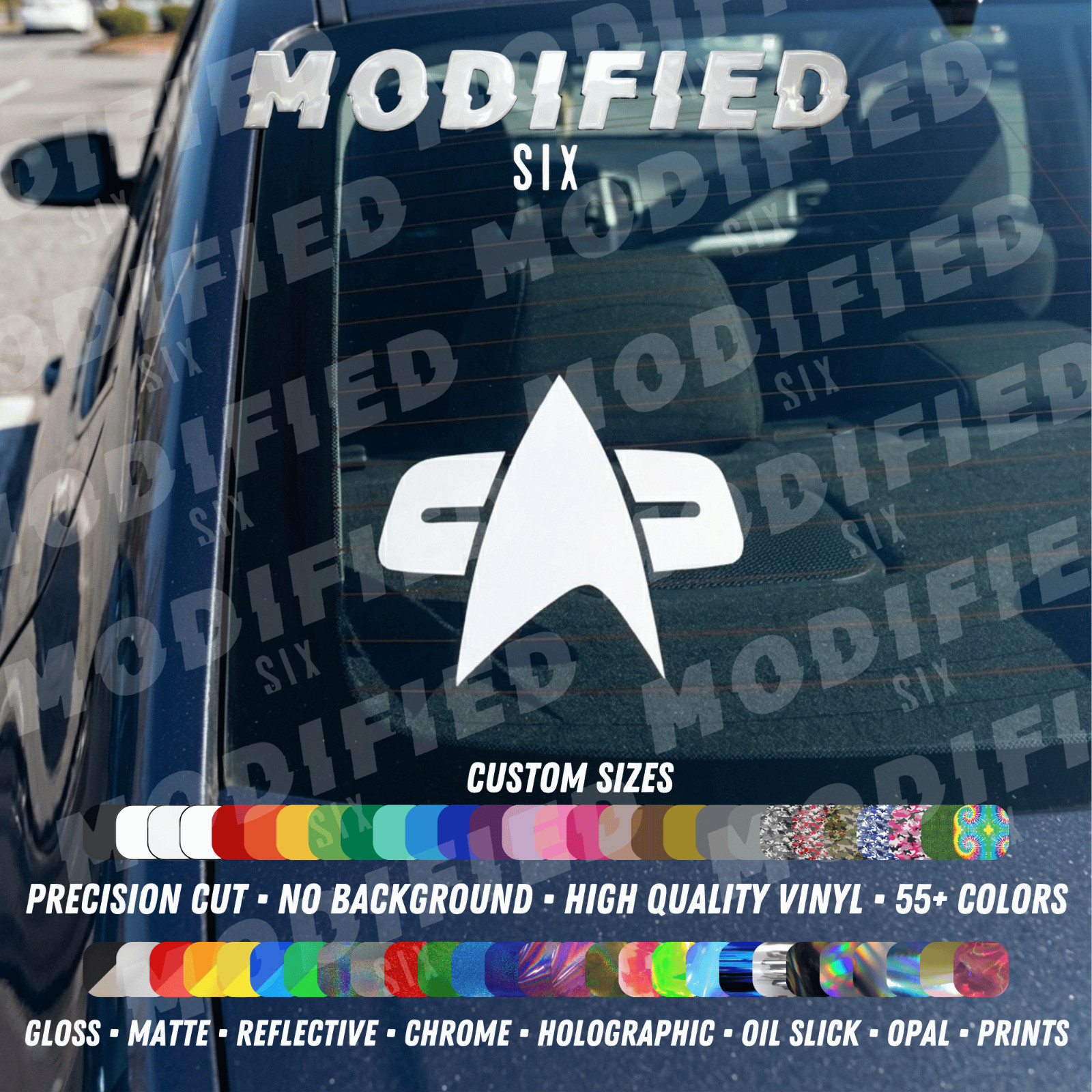 REFLECTIVE Star Trek Voyager DS9 Com Badge 55+ Colors Cars Laptops Decal Sticker