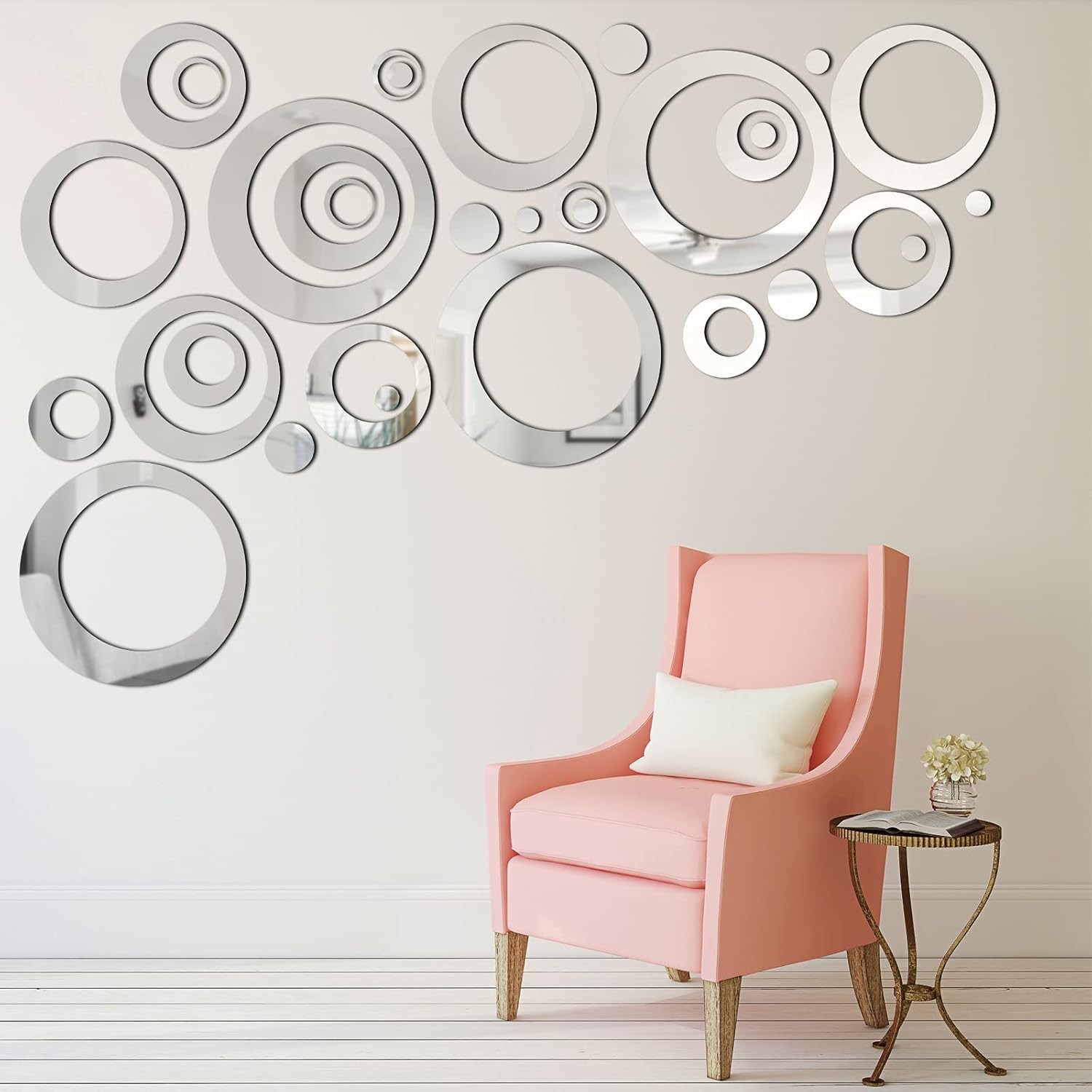 32 Pieces Adjustable Acrylic Mirror Removable Wall Sticker Decal Home Decorat…