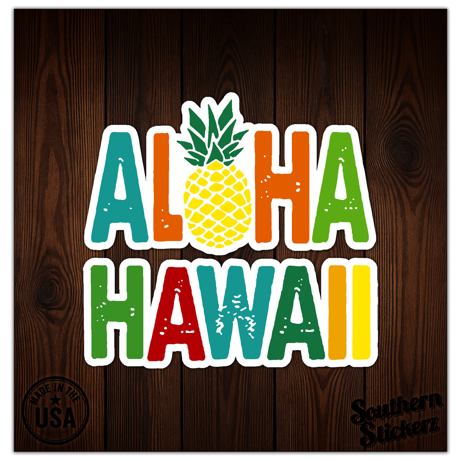 Aloha Hawaii Pineapple – Vinyl Decal Sticker – Car Window Laptop – ebn12075