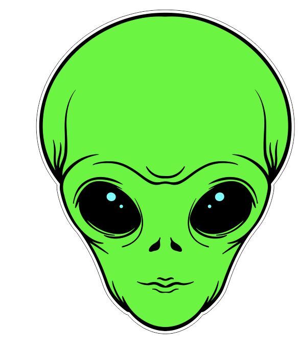 Alien Head UFO Sticker Stickers A123