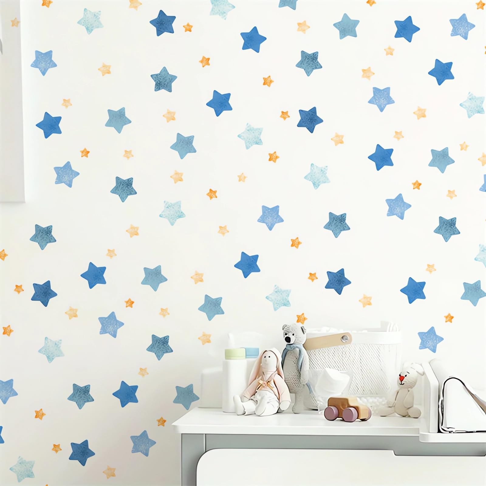 4 Sheets 100 Pcs Blue Yellow Stars Wall Stickers DIY Wall Decals