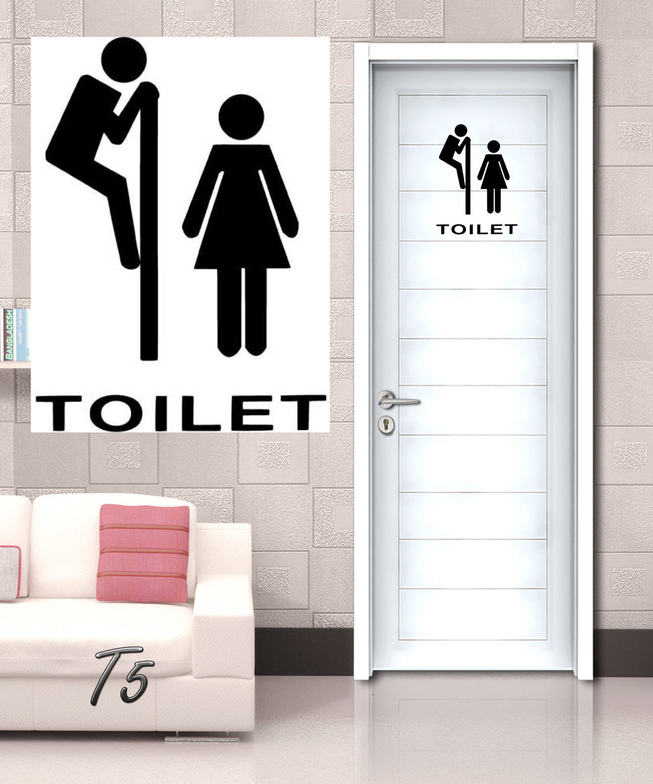 Boy Peeps To The Girl Funny Toilet Entrance Sign Decal Vinyl Sticker