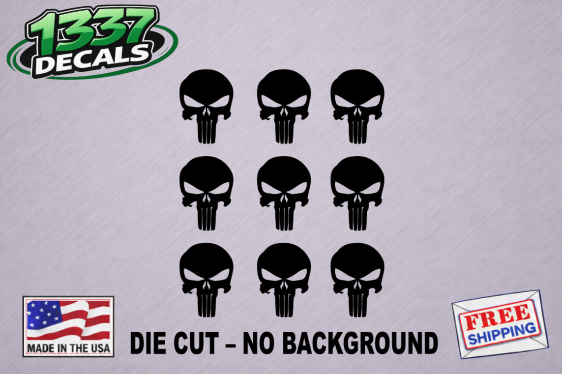 (9) Skull Vinyl Decal Stickers 1" 2" 3" Phone Helmet Mag Set