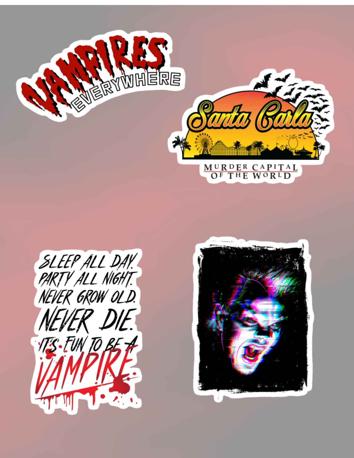 The Lost Boys Horror 80's Movie 4pc Sticker Pack