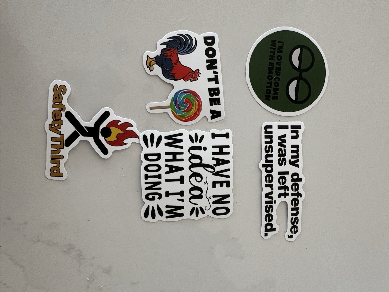 Set Of 5 Funny Quirky Sayings Stickers Spicy Haha Words Quotes