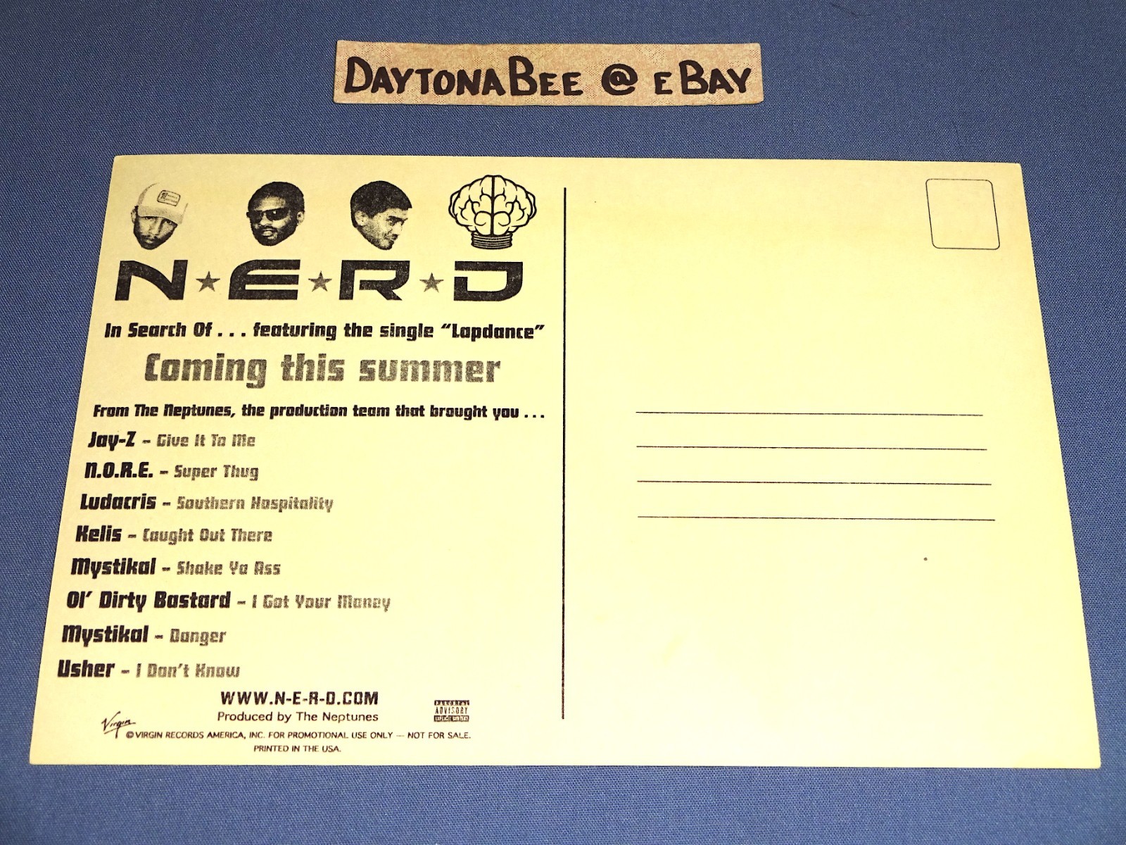 N*E*R*D In Search Of 2001 Sticker Postcard The Neptunes Provider Lapdance Brain