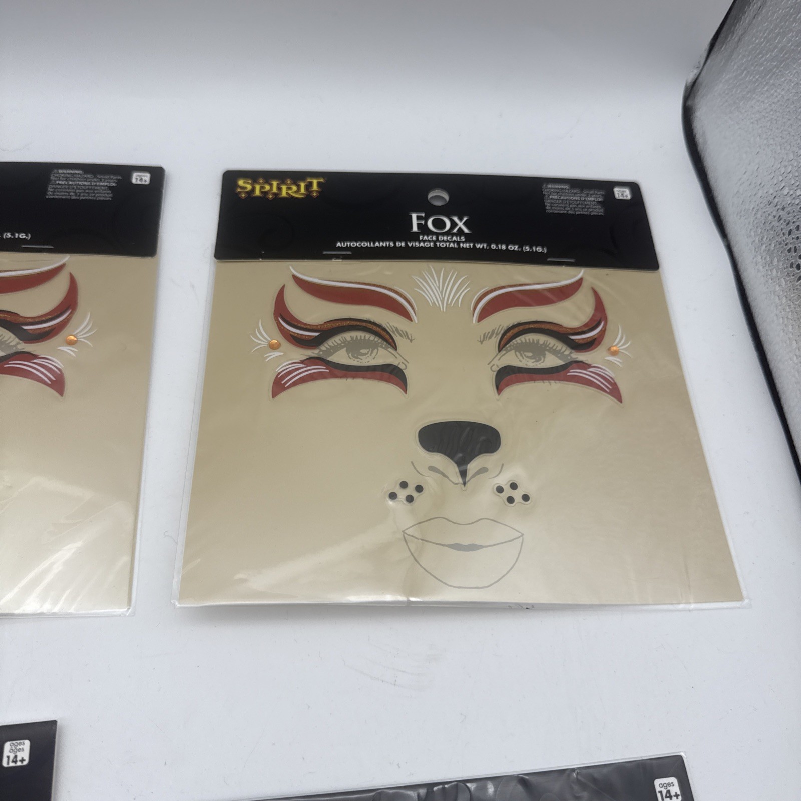 Lot Of 6 Spirit Halloween: Face Decals! Brand New! Fox, skeleton, witch, vampire