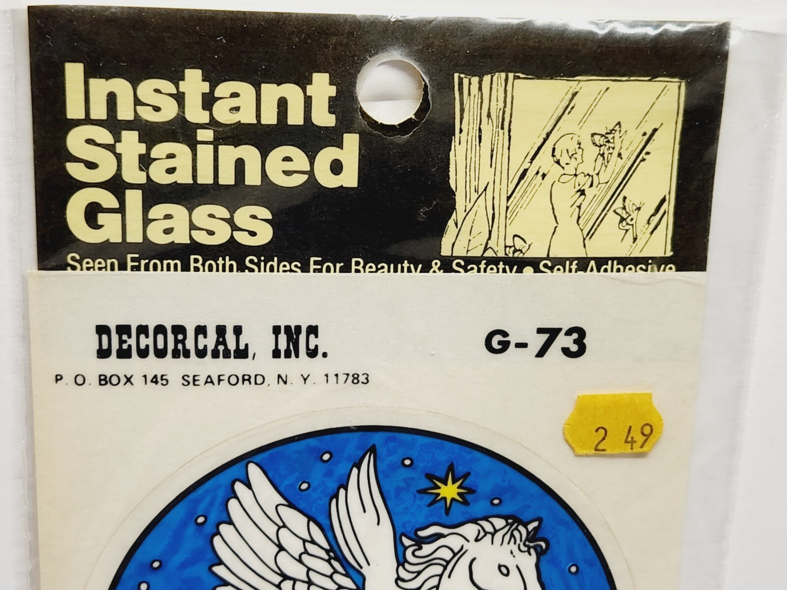 Intant Stained Glass Pegasus 1986 G-73 Decorcal Inc. Horse Unicorn Sticker Decal