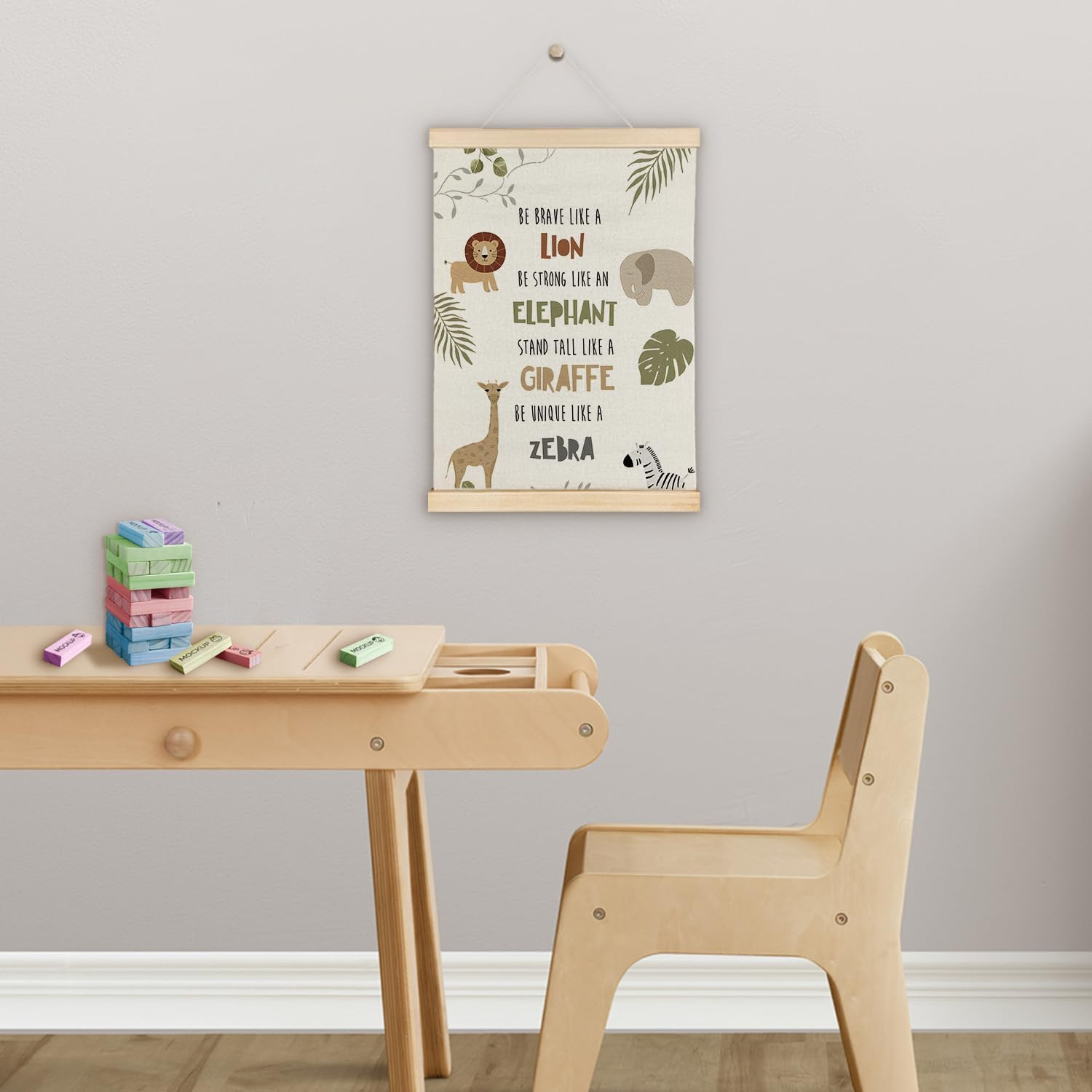 Positive Affirmations Wall Art,Safari Animals Wall Decor,Inspirational Nursery P