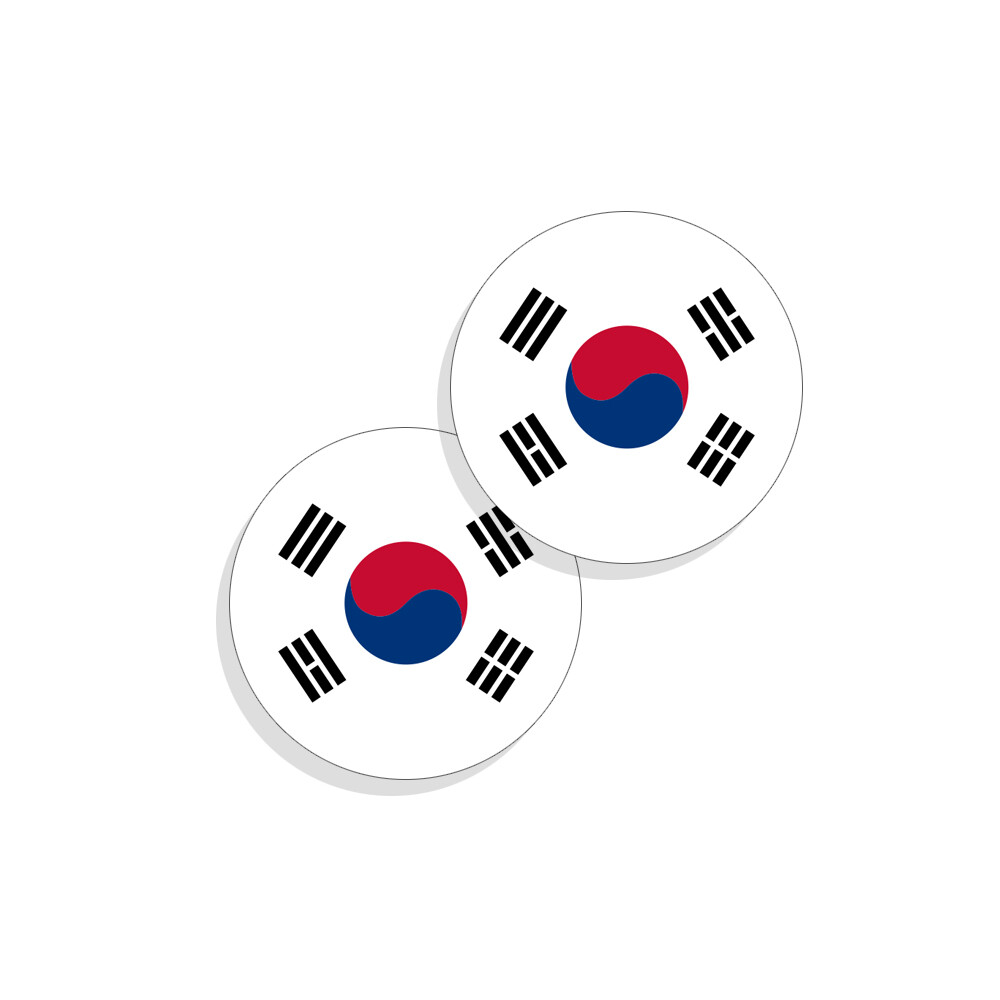 South Korea Flag Stickers Flag Decals Vinyl Round Set of 4 South Korean Flags