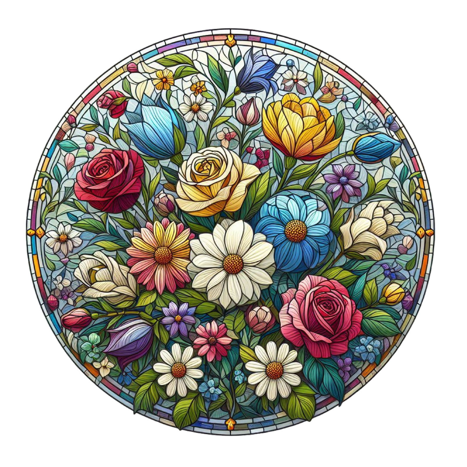 Wall decal sticker flowers stained glass wall sticker 18 x 18 cm large