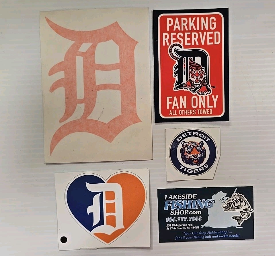 "DETROIT TIGER FAN PACK" 3 HIGH GLOSS VINYL STICKERS & OLD ENGLISH D DECAL CLING
