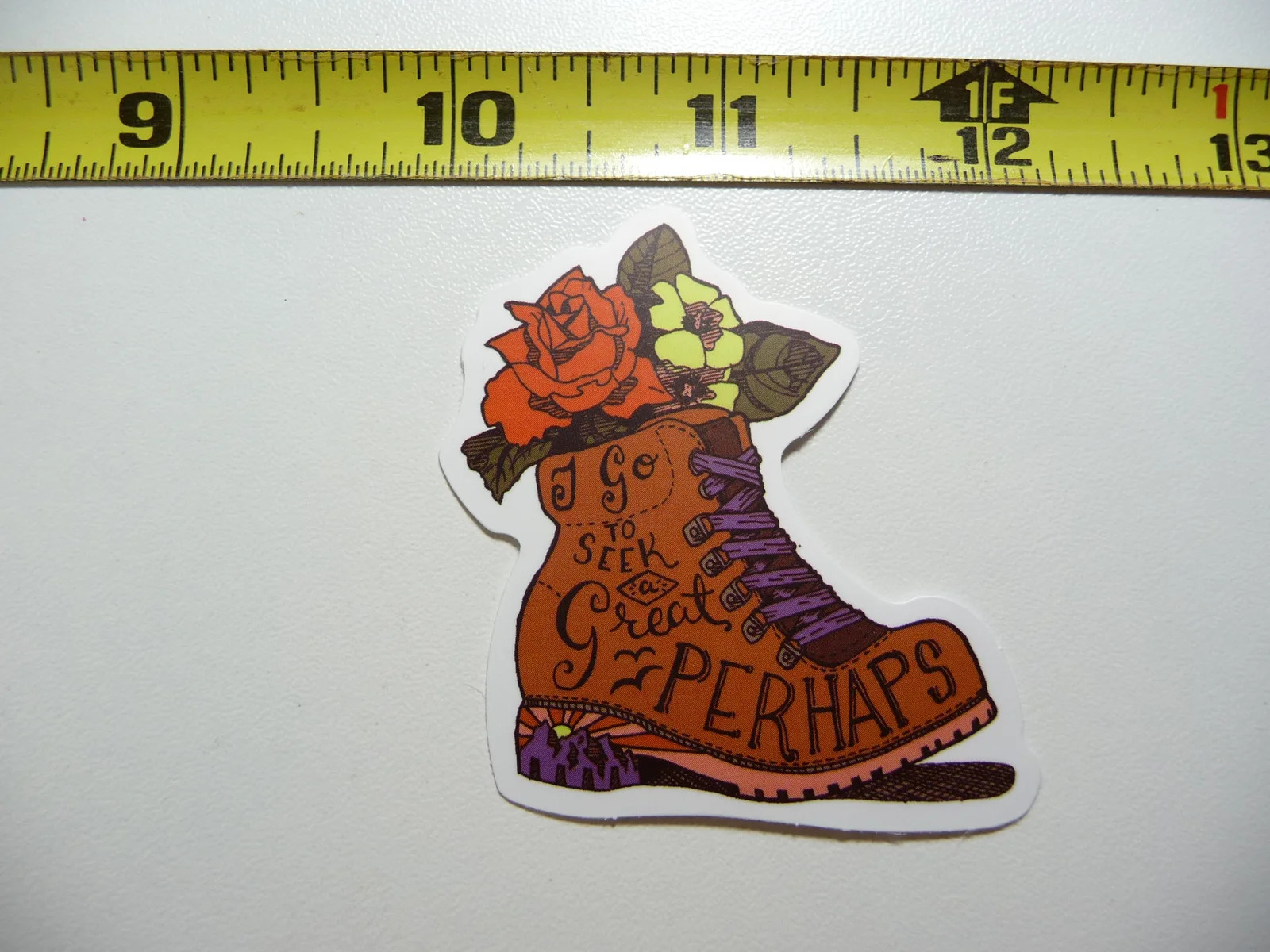 HIKE HIKING BOOT WITH FLOWERS SMALL STICKER DECAL OUTDOORS NATURE TRAVEL
