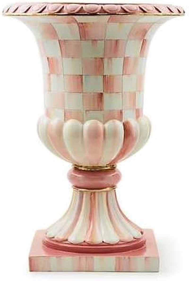 Pedestal Tabletop Urn, Decorative Centerpiece for Table, Mantel, or Shelf, Tall,