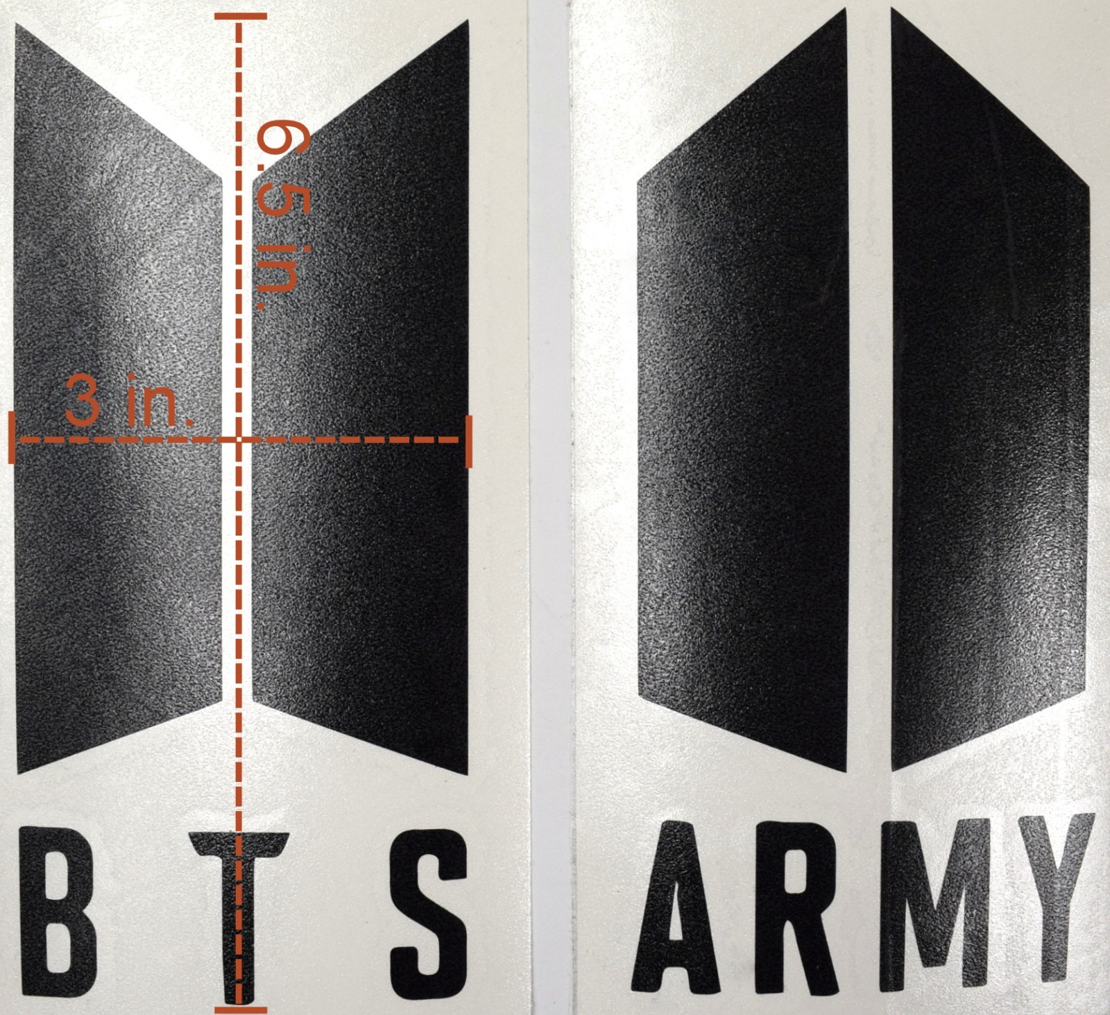 BTS + ARMY Indoor/Outdoor Decal Stickers (Matte Black) 6.5 in. x 3 in. USA