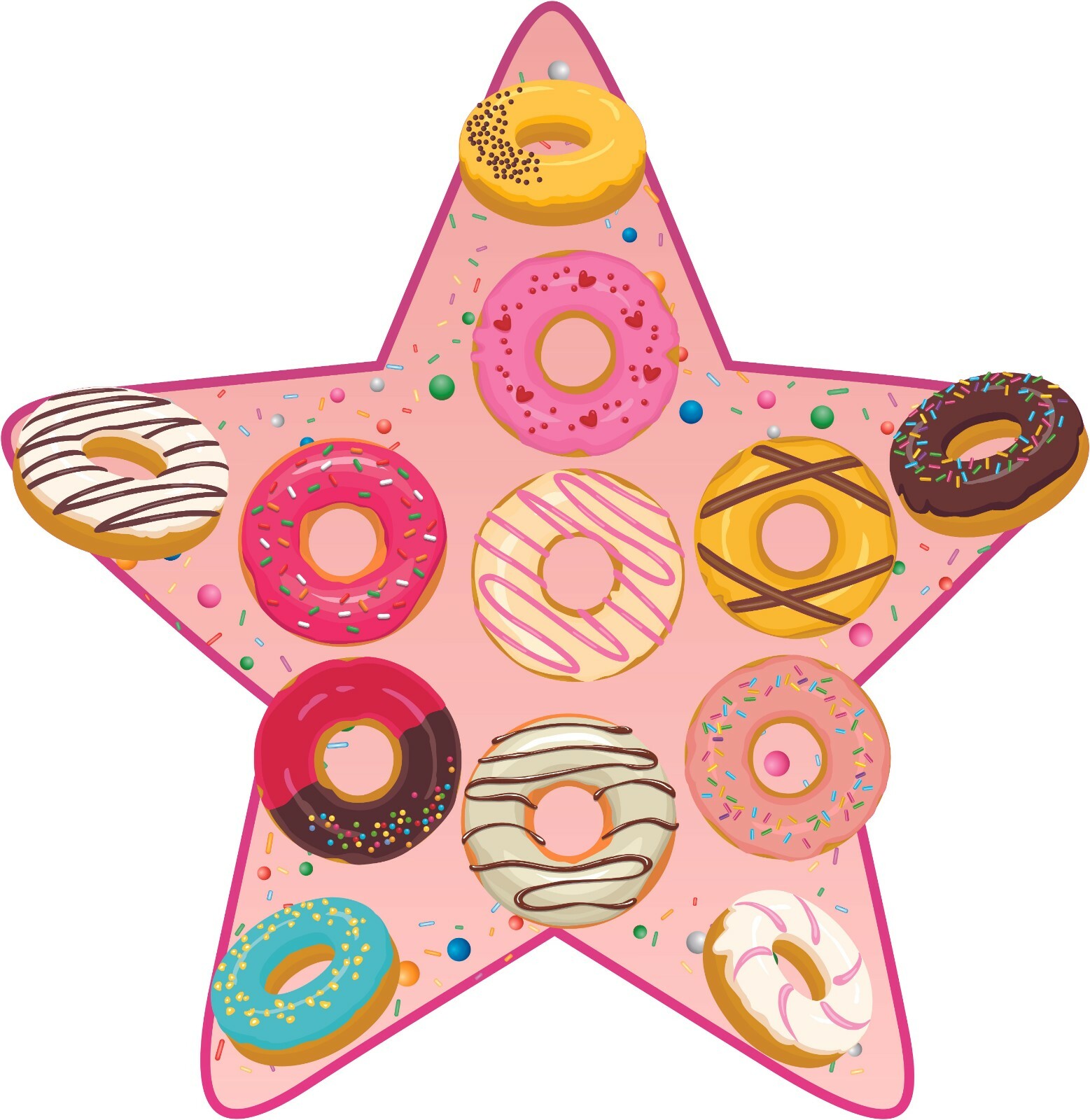 Star Shaped Decor Assorted Donuts Food Dessert Vinyl Home Art Wall Decal Sticker