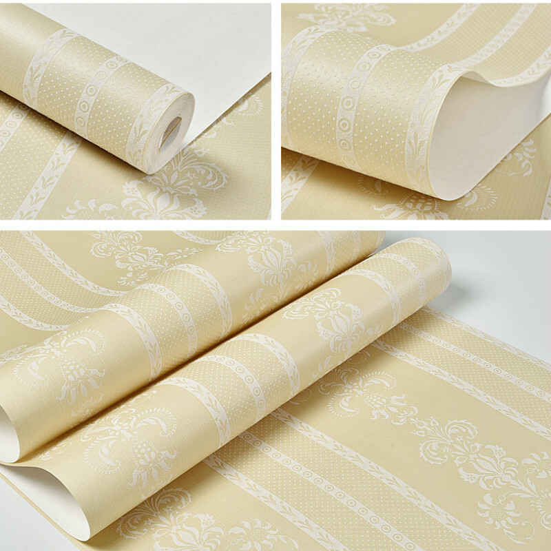 3D Damask Embossed Wallpapers Self-Adhesive Non-woven Wall Stickers Roll