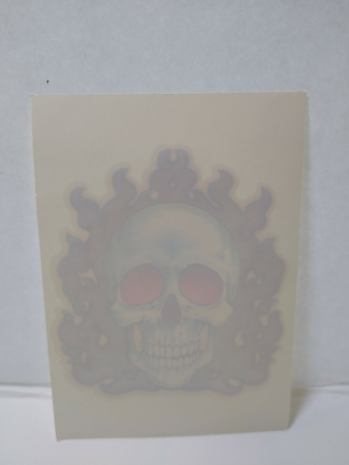 Skull Flame Screamin Gleamin Glitter Iron-On Decal Donruss Vintage Original Cool