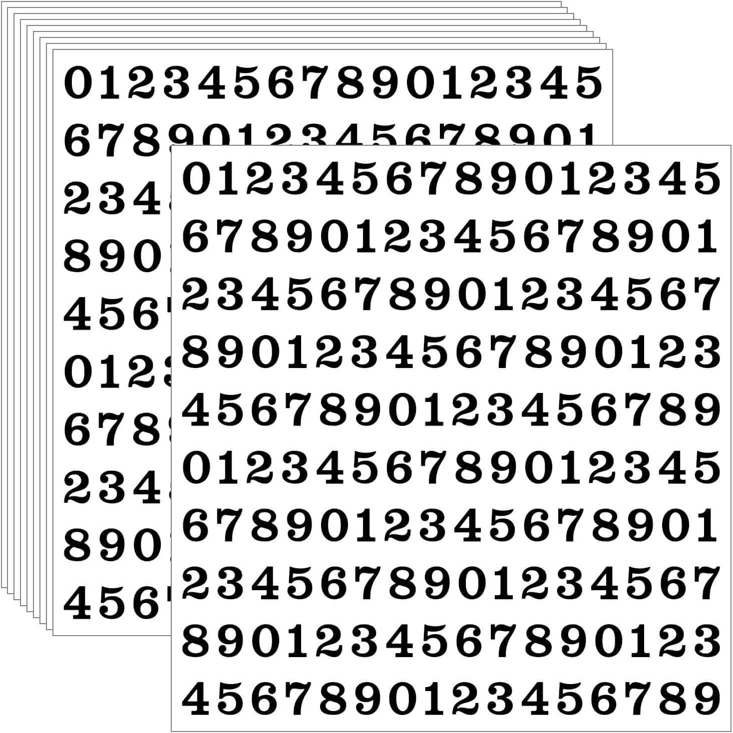 1600 Pcs 0.5 Inch Number Stickers,10 Sheets Vinyl Waterproof Mailbox Numbers,Sel