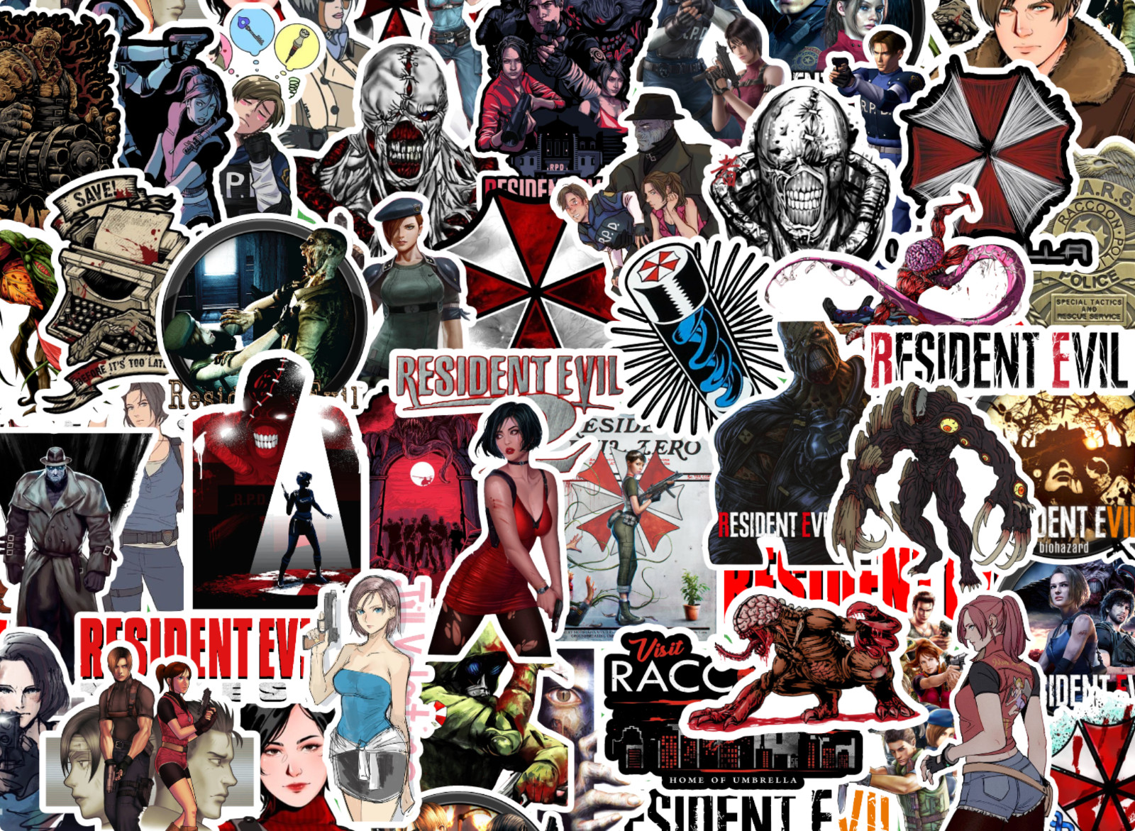 25/50 Piece Resident Evil Sticker Pack – Waterproof Vinyl – Nemesis Leon Ada