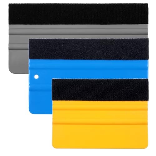 3 Pcs Squeegee for Vinyl, Black Felt Edge Vinyl Squeegee 4in, 5in, 6in Felt