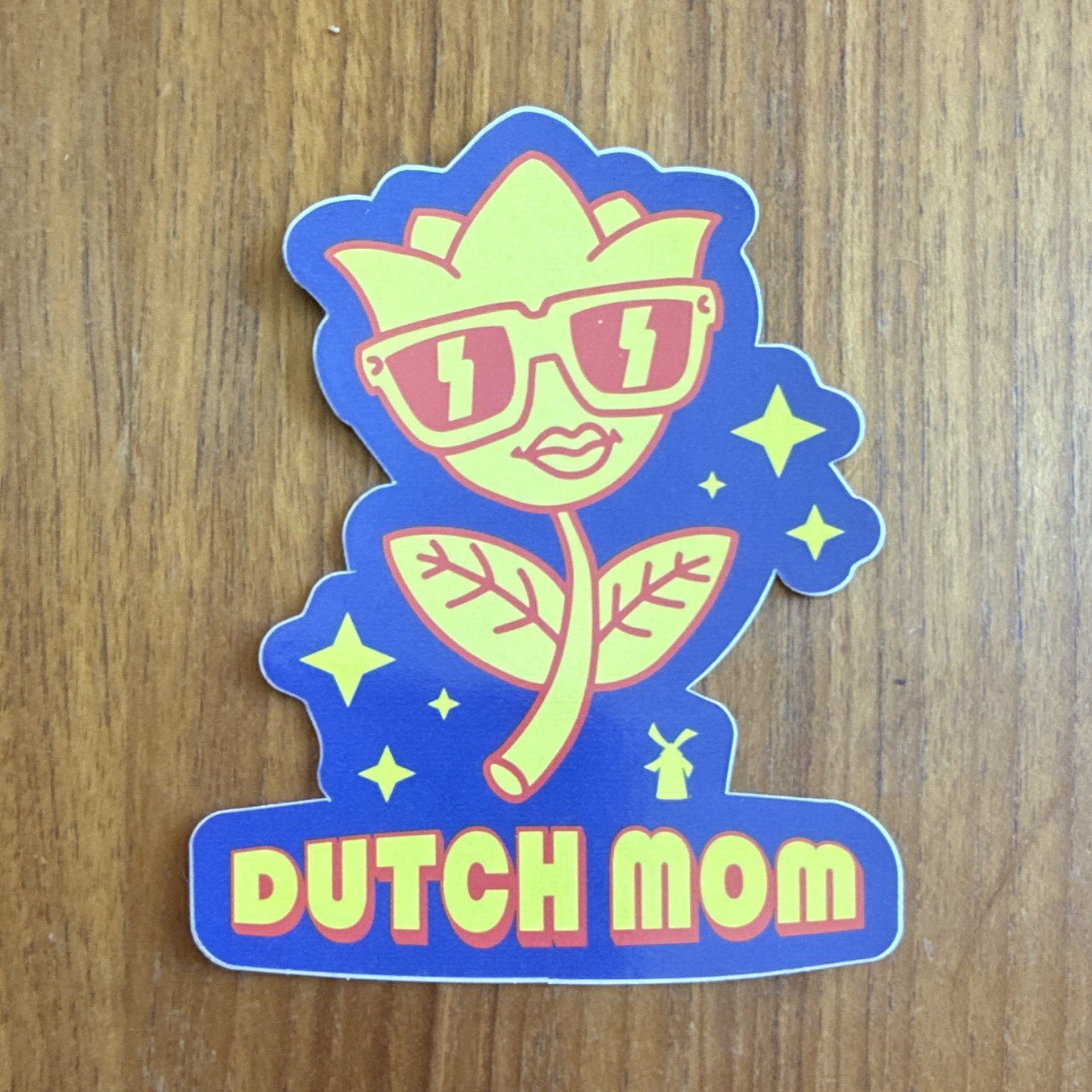 Dutch Bros Sticker – Dutch Mom Tulip with Sunglasses Decal – Brand New