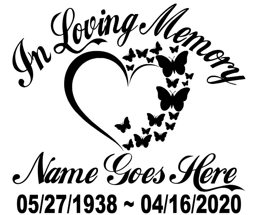 In Loving Memory Decal | Custom Heart Butterfly Angel Wings Car Vinyl Sticker #